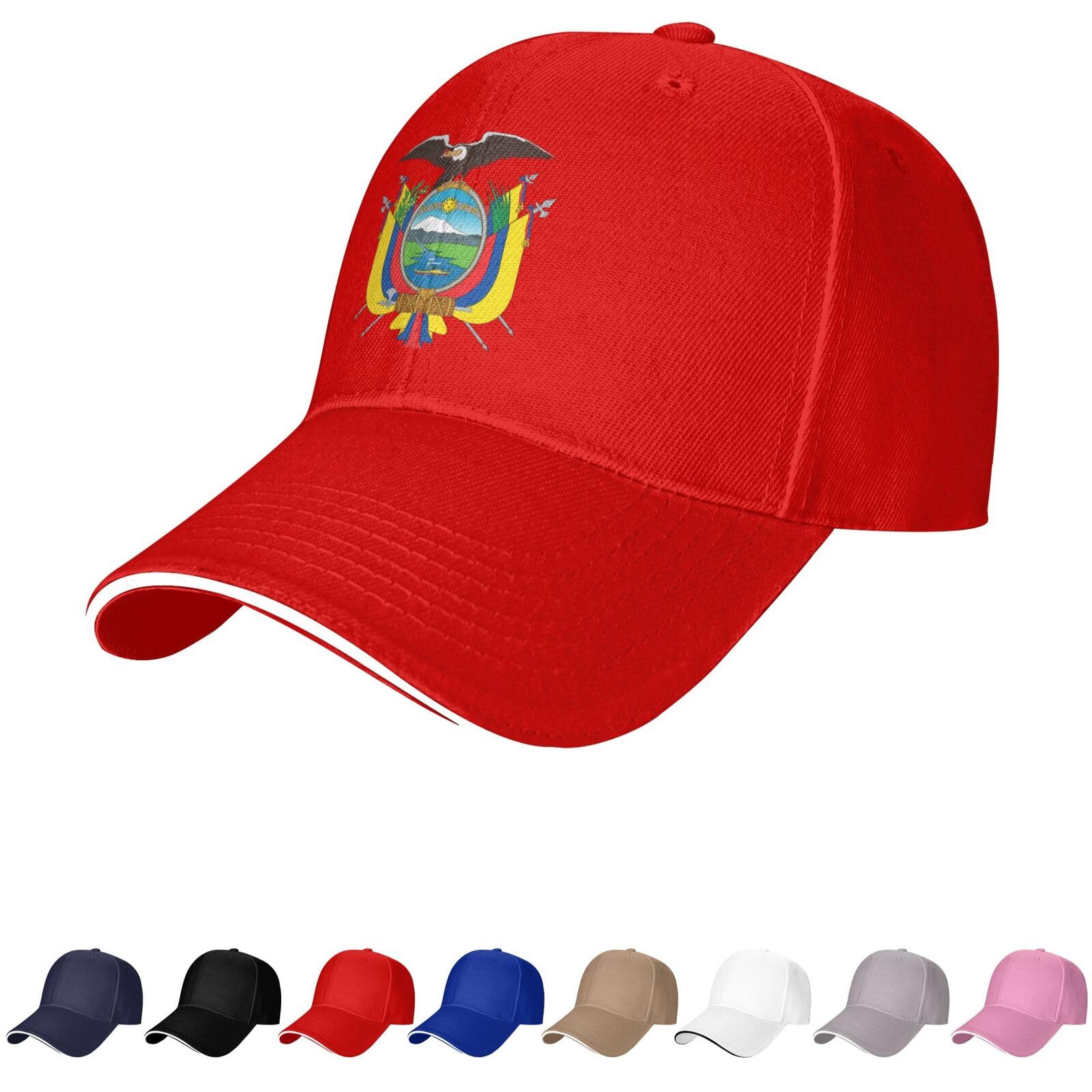 Ecuador Emblem Hat Ecuadorian Caps for Man Woman Coat of Arms of Ecuador Baseball Cap Trucker Dad Hat Red