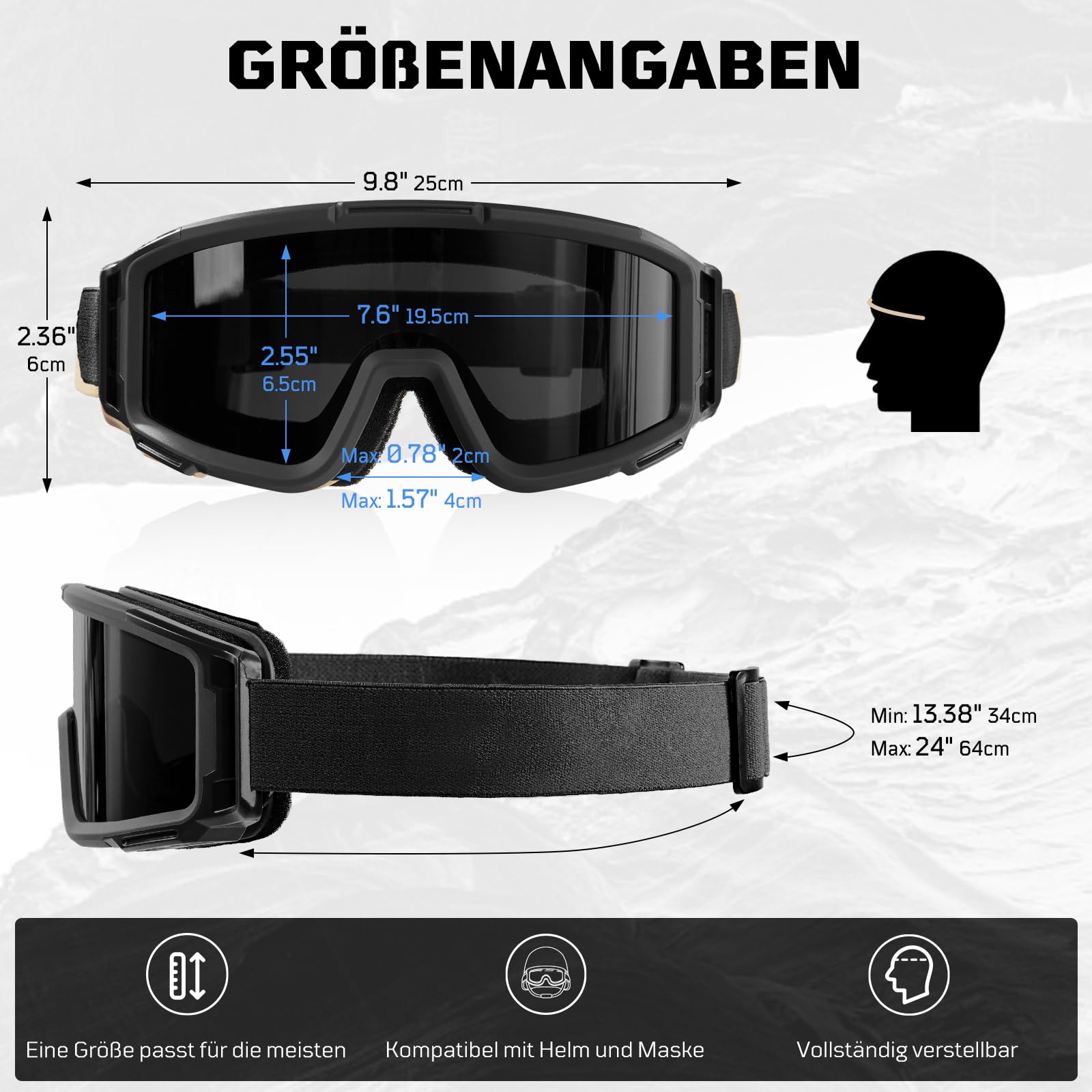 1TG Tactical Airsoft Brille, Taktische Schutzbrille mit 3 Wechselobjektive, Jagdbrille mit CE EN166, Airsoft Gläser für Paintball, Jagd, CS, Radfahren, Outdoor