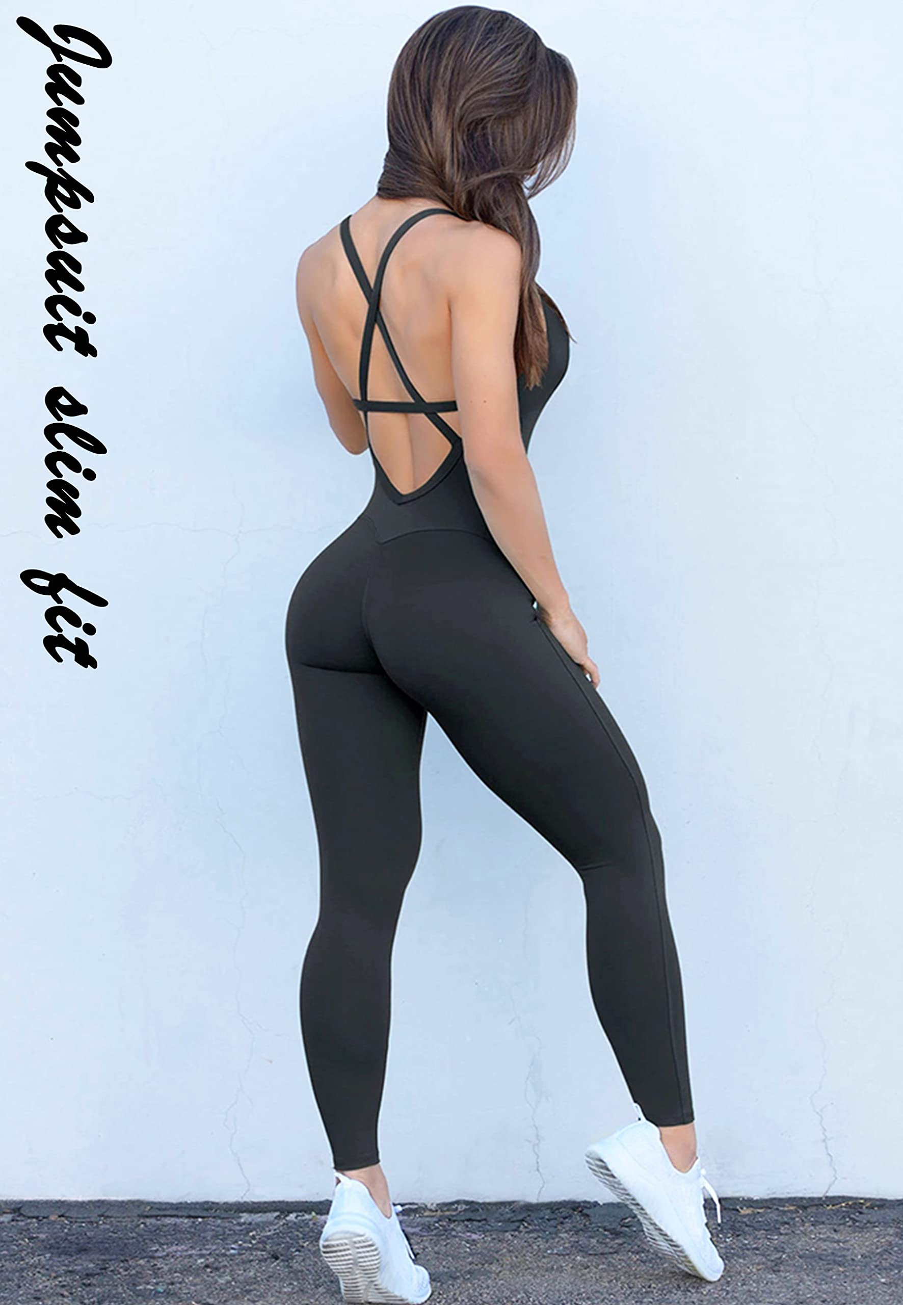 STARBILD Tuta Intera Donna Anti-Cellulite, Jumpsuit Sportiva Push Up Sexy, Completo per Yoga Palestra