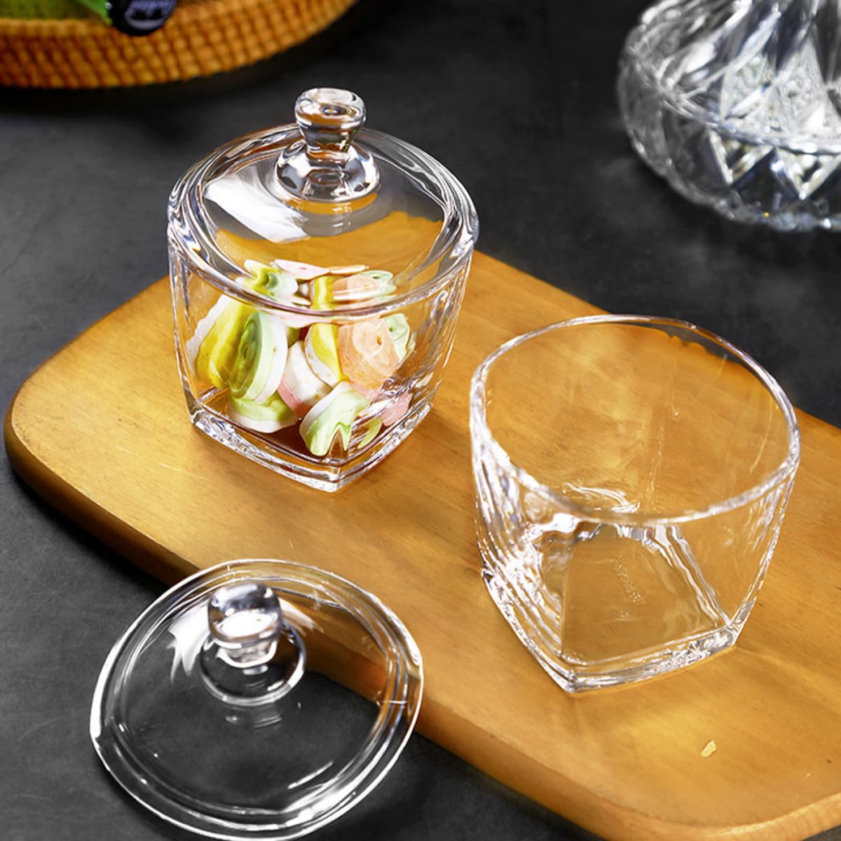 SHINEOFI 2stücke Transparente Glasbonbongläser mit Deckel Wiederverwendbare Aufbewahrungsbehälter für Tee und Süßigkeiten Dekorative Snackgläser mit Verschluss