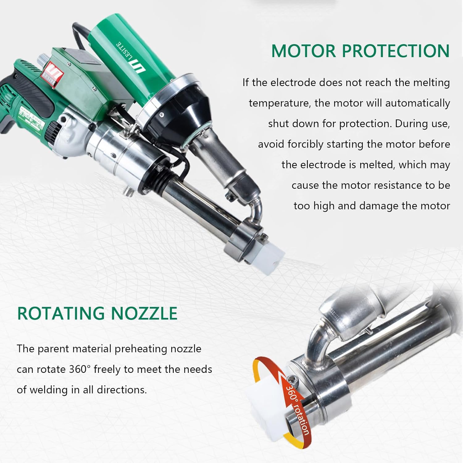 Extrusora de soldadura de plástico portátil de 1600 W, pistola de extrusión de aire caliente, pistola de soldadura de plástico, extrusora de soldadura para soldadura de láminas de PVC, HDPE y PP