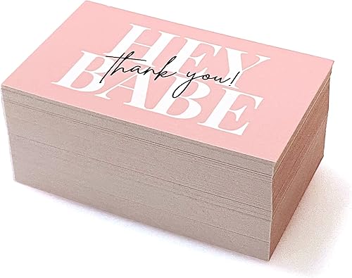 Miniatura 8 de RXBC2011 Hey Babe Tarjeta de agradecimiento Gracias por su apoyo Tarjetas Paquete Inserto para negocios en línea Paquete de 100 unidades rosa