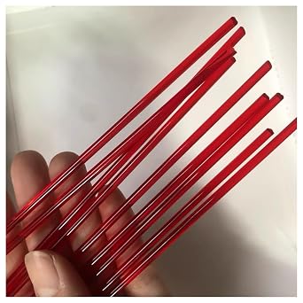 12PCS Acrylic Rod Dowel Colourful Solid Plastic Bar Stick Round Rod for Model Making DIY Crafts 6mm/8mm/10mm Diameter 500mm Length Red,8mm