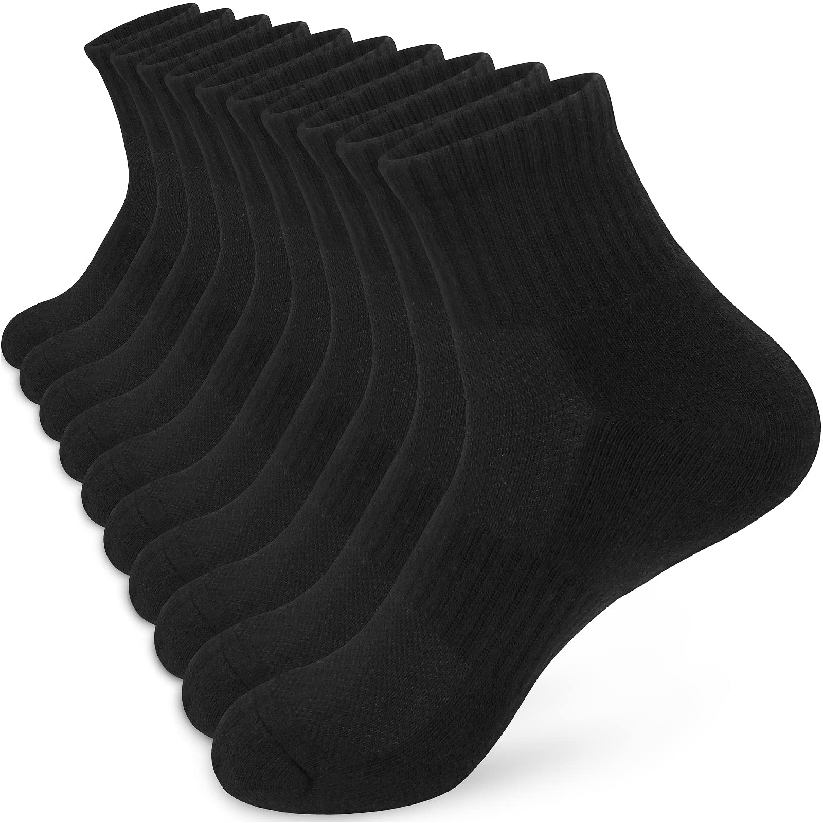 ouhos Womens Ladies White Black Running Trainer Ankle Socks Anti Blister Walking Hiking Sports Socks Cushioned Work Support Cotton Socks for Womens 4-7 Multipack Cycling Athletic Socks 5 Pairs