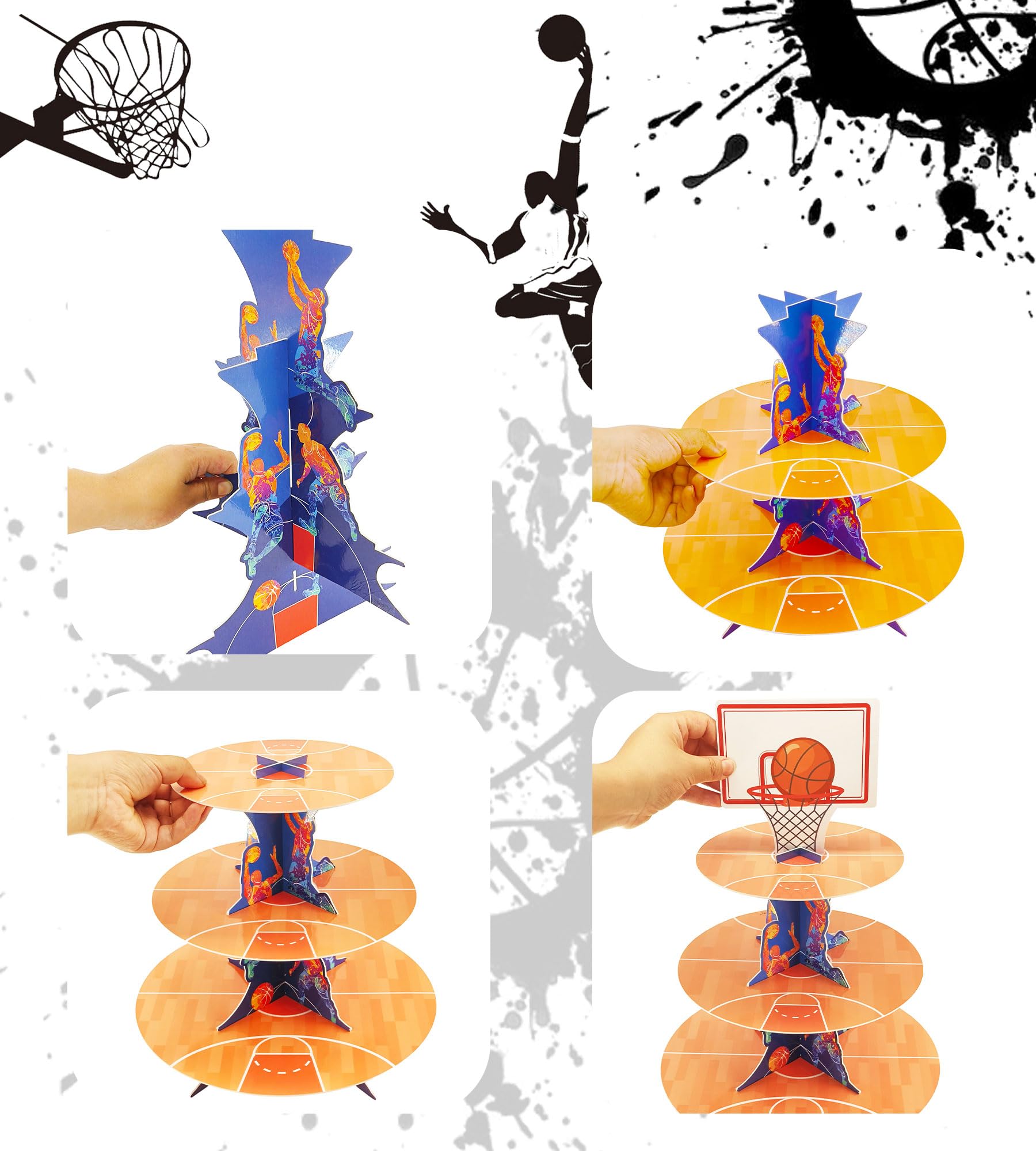 Basketball Cupcake Ständer 3-stöckig - Deko Für Basketball Geburtstagsparty