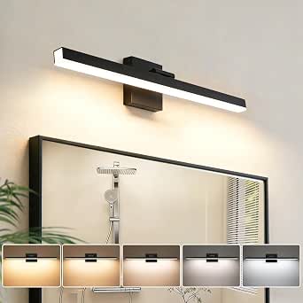 IZORRO Modern Bathroom Vanity Light 16 inch, Rotatable, 12W Dimmable Led Bathroom Light Fixture Over Mirror, Black Vanity Light Bar (5 Color Temperature)