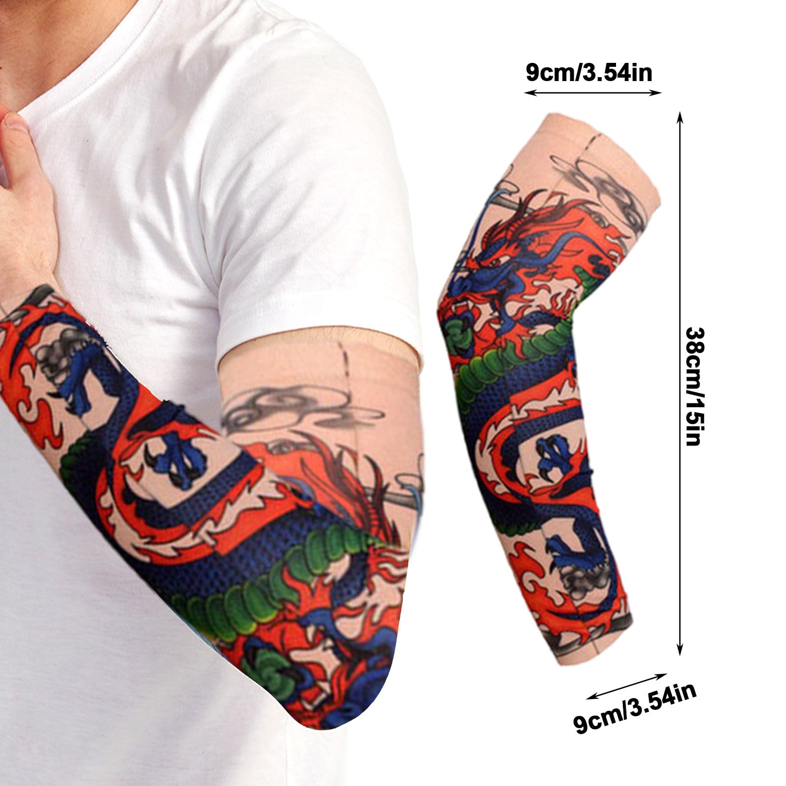 TSHAOUN 16 Pieces Fake Temporary Cool Tattoo Sleeves - Image 2
