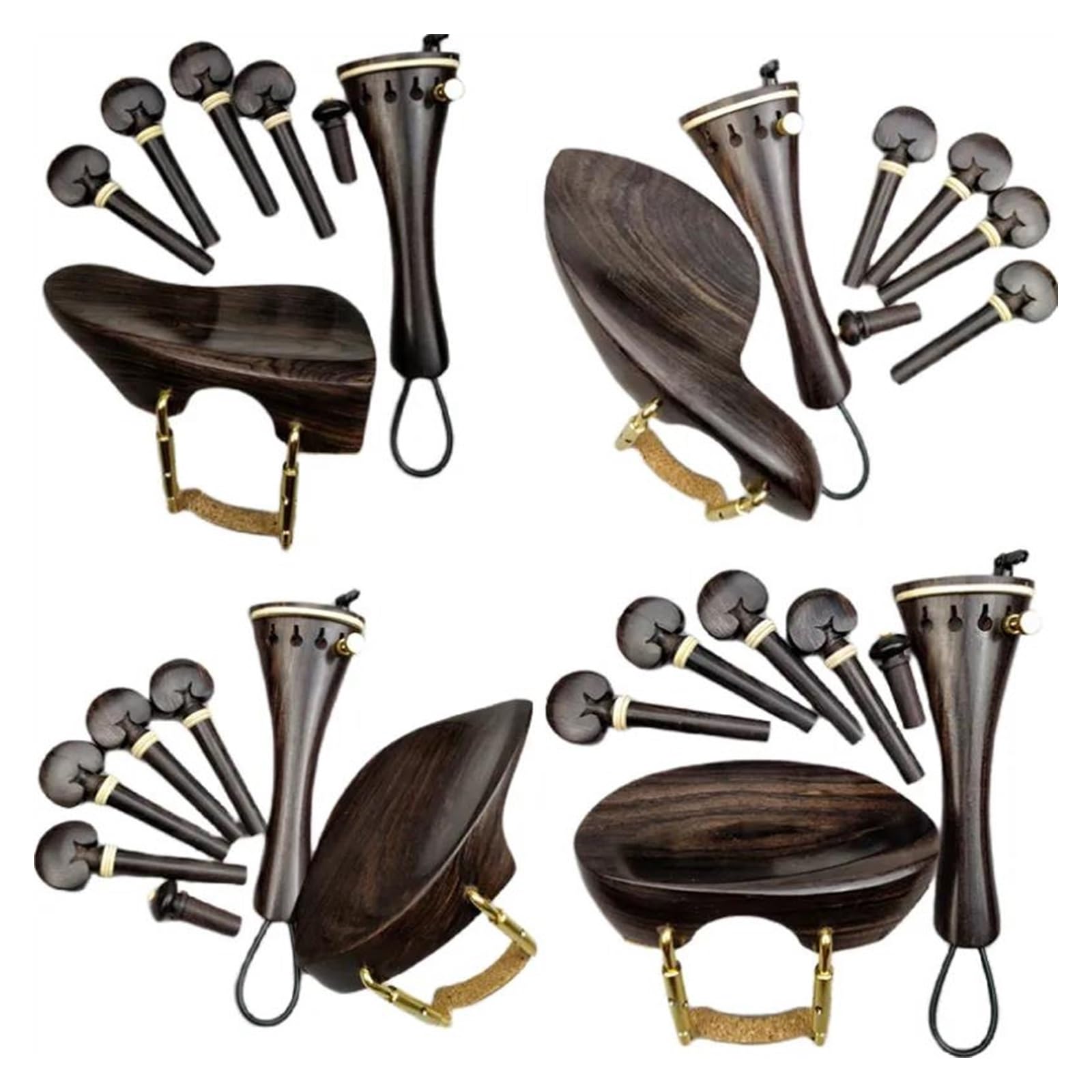 Un Set Di Accessori Per Violino In Ebano Cordiera Trafile 4 Pioli Parti Della Manopola Della Mentoniera 4/4 3/4 1/2 1/4 Accessori Per Violino (Size : 4/4 - Foto 3