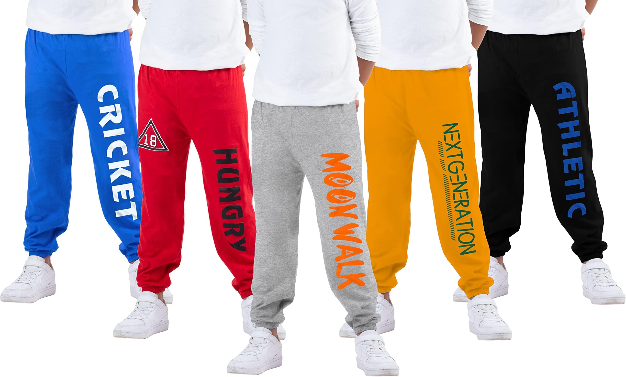 Boys 100% Pure Cotton Loose Fit Track Pants | Elastic Waist Soft Breathable Summer Wear | Comfortable Casual Kids Trousers (Pack of 5)