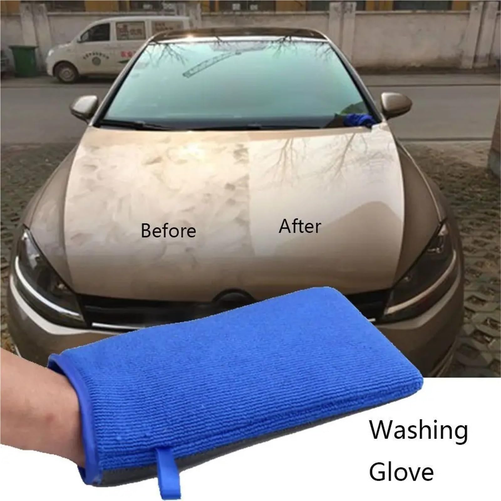 Barra Di Argilla for Autolavaggio Con Fango Vulcanico Da 2 Pezzi | Guanto in spugna di microfibra blu