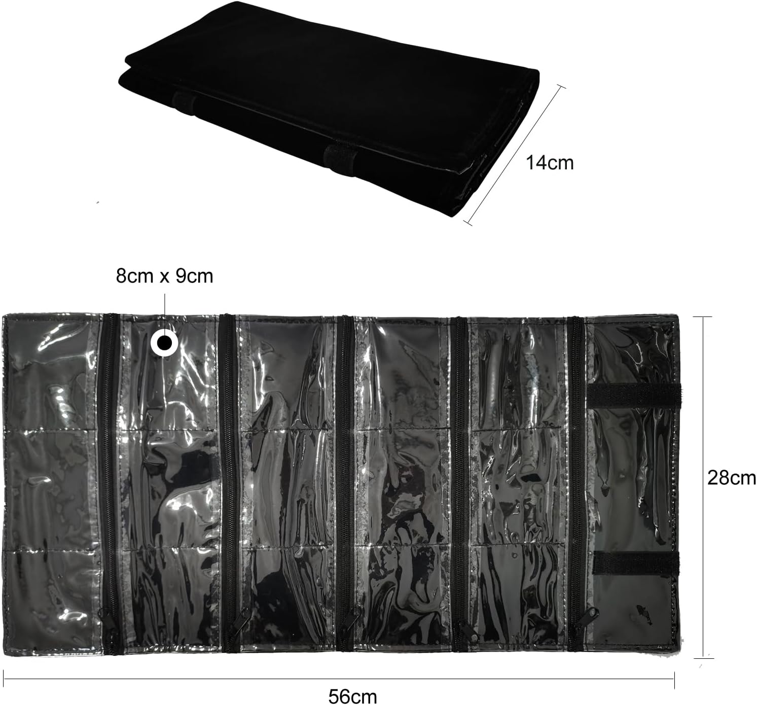 Travel Jewelry Roll Bag Portable Organizer Pouch With Grids&PVC Cover Storage Bags for Necklace, Bracelet, Bracelet,Ring, Badge, Pendant