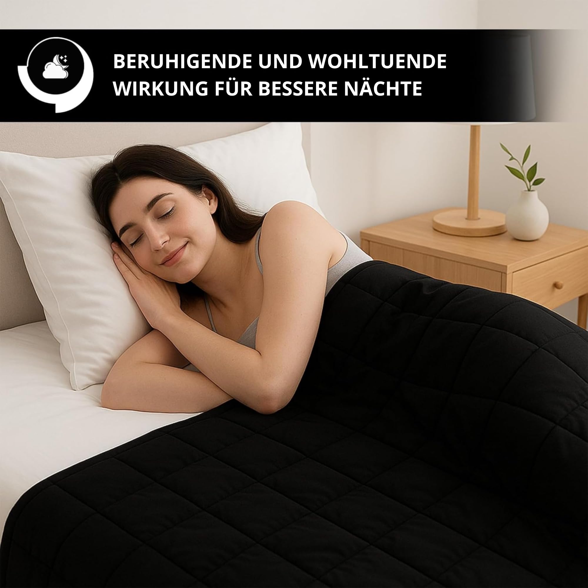 Vonia Gewichtsdecke 7 KG, Anti-Stress Entspannungsdecke, 150 x 200 cm, Therapiedecke for Adult, Noir