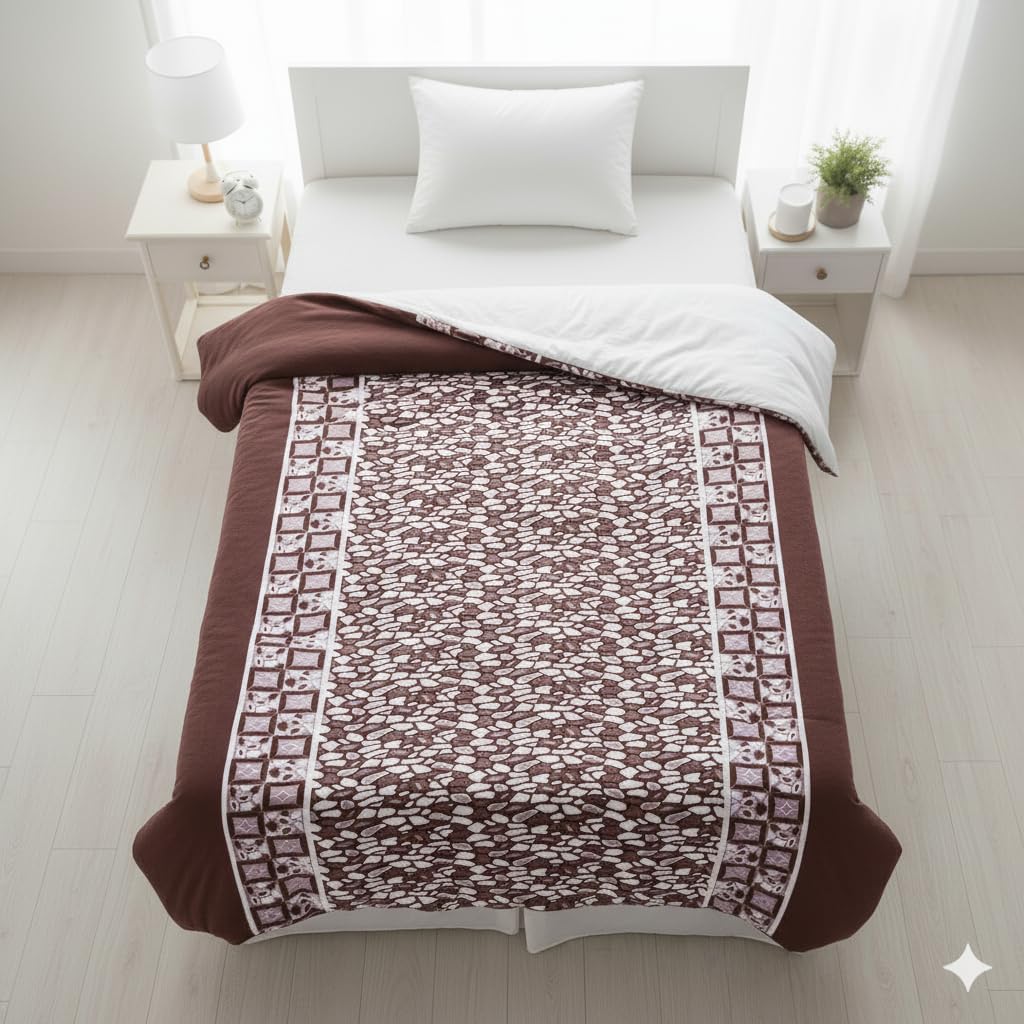 Winter Woolen Bed Blanket Cover - Cozy Brown Single Bed -2