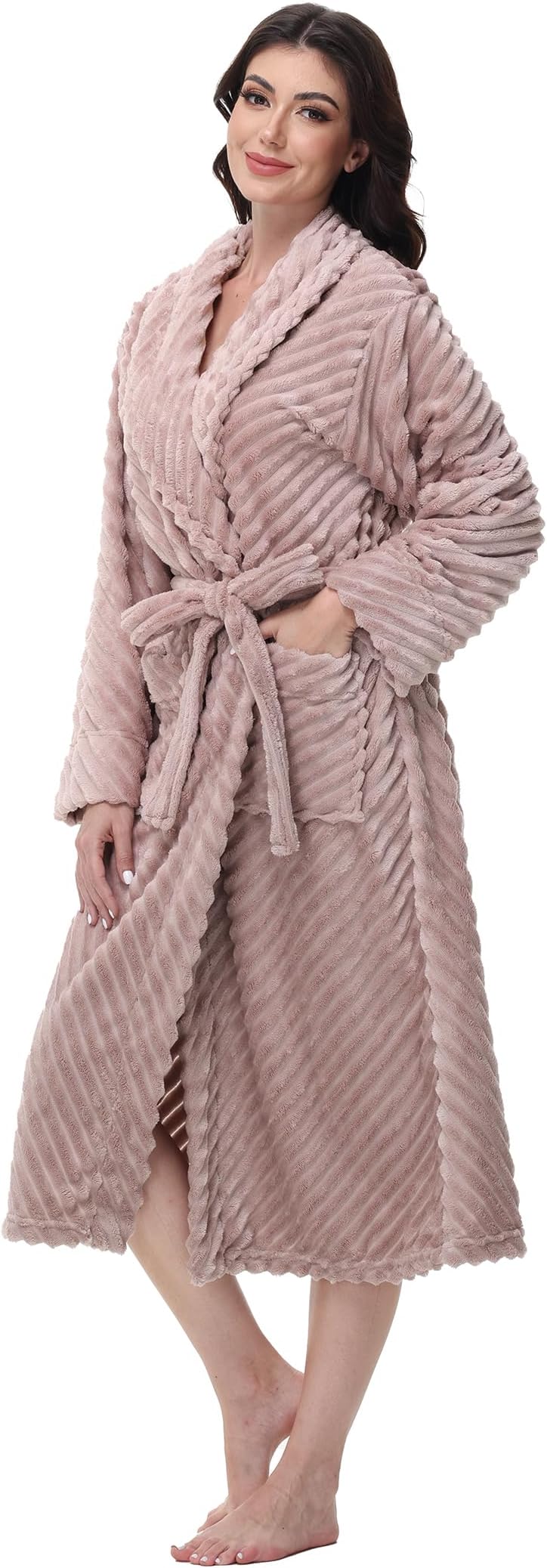 Yurhap Premium Robes for Women - Super Soft Cozy Fleece Womens Robe Plush Long Bathrobe