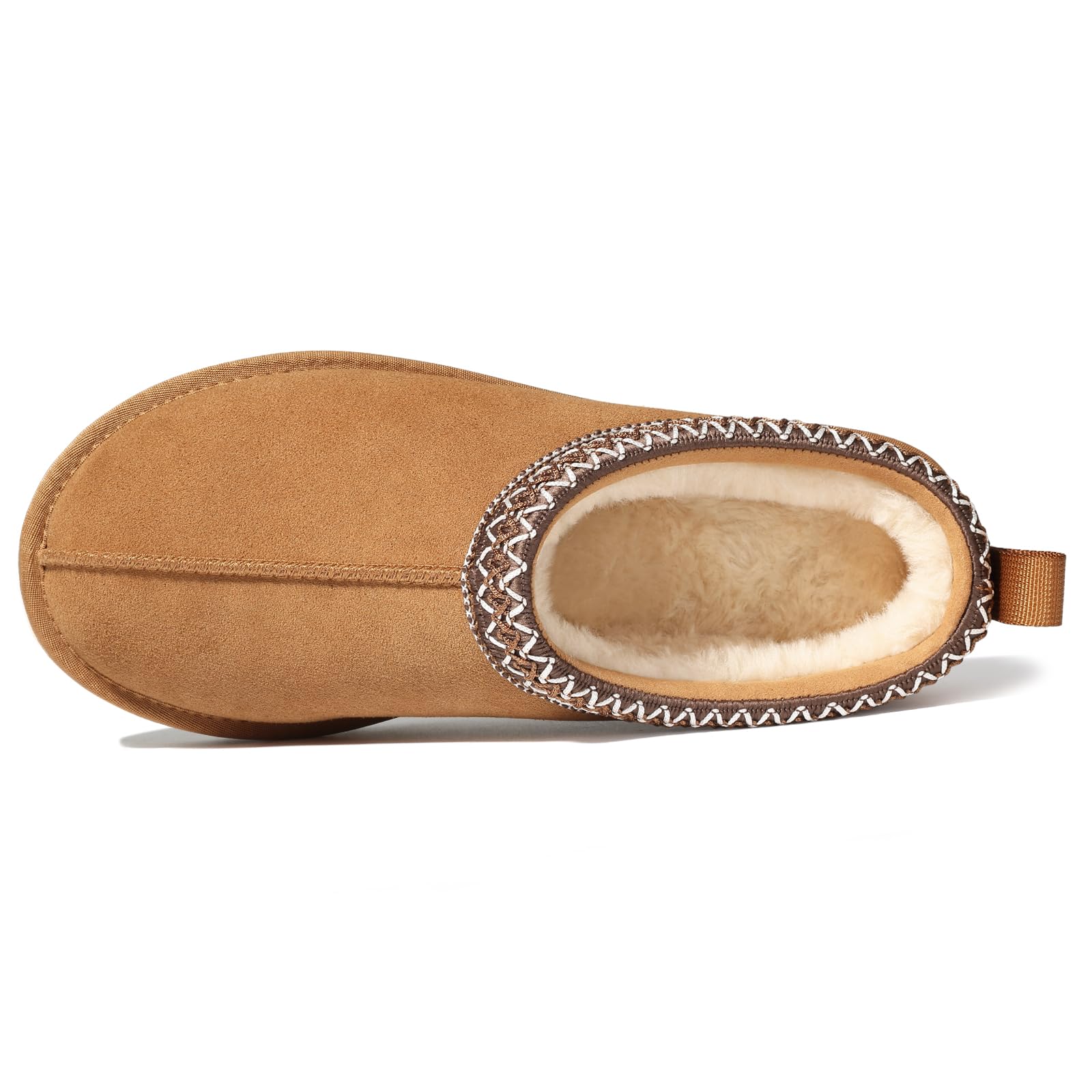 Genuine Suede Fuzzy Slippers for Women Winter Warm House Shoes Cozy Mini Boots for Indoor Outdoor