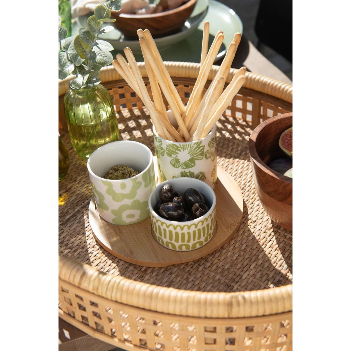 Paris Prix Service Apéritif 4 Pièces Fiesta Sud 20 cm Vert