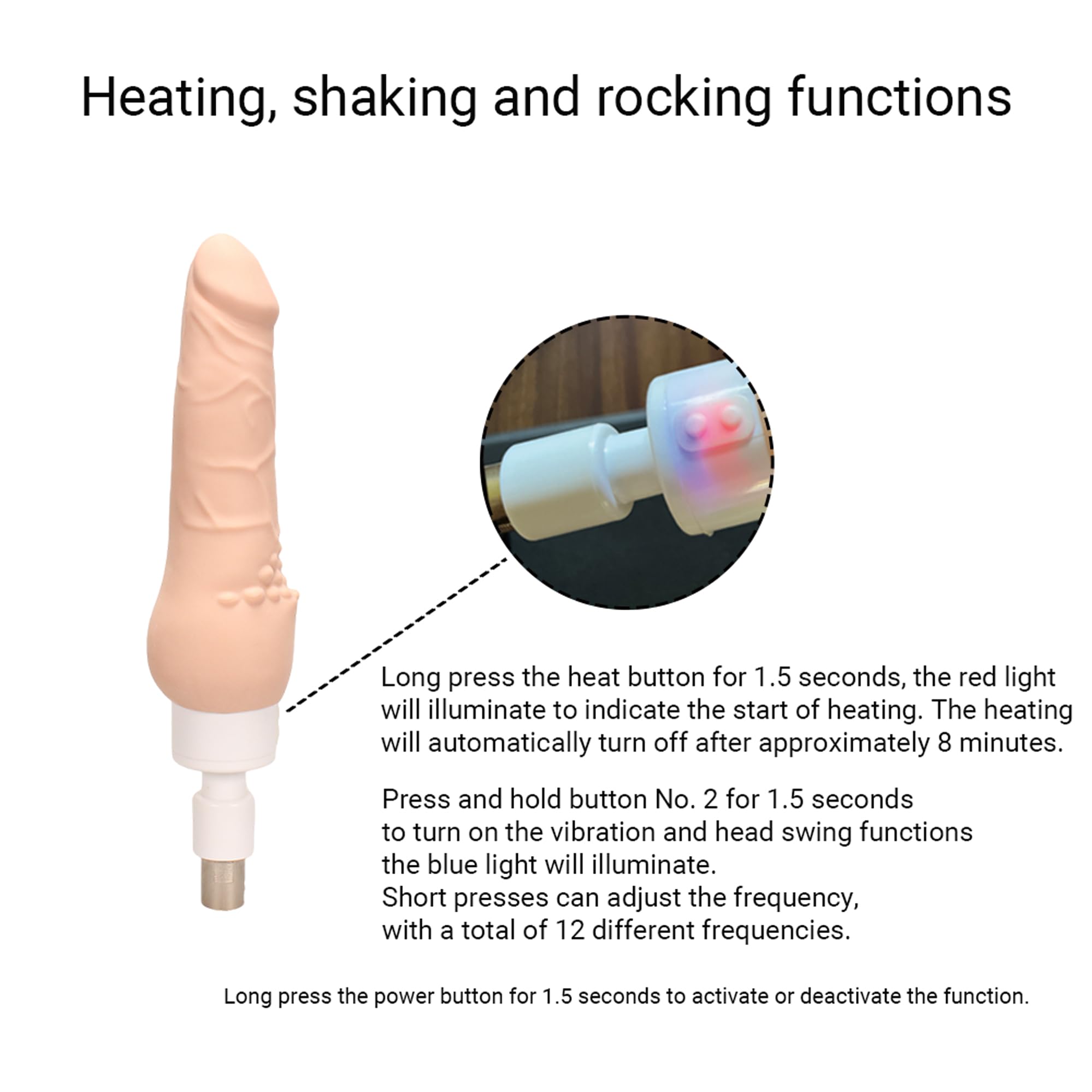 Macchina sessuale - Dildo vibrante e riscaldante, ventosa in dotazione, spinta automatica per G - spot e anali, giochetto adulto connettori 3XLR