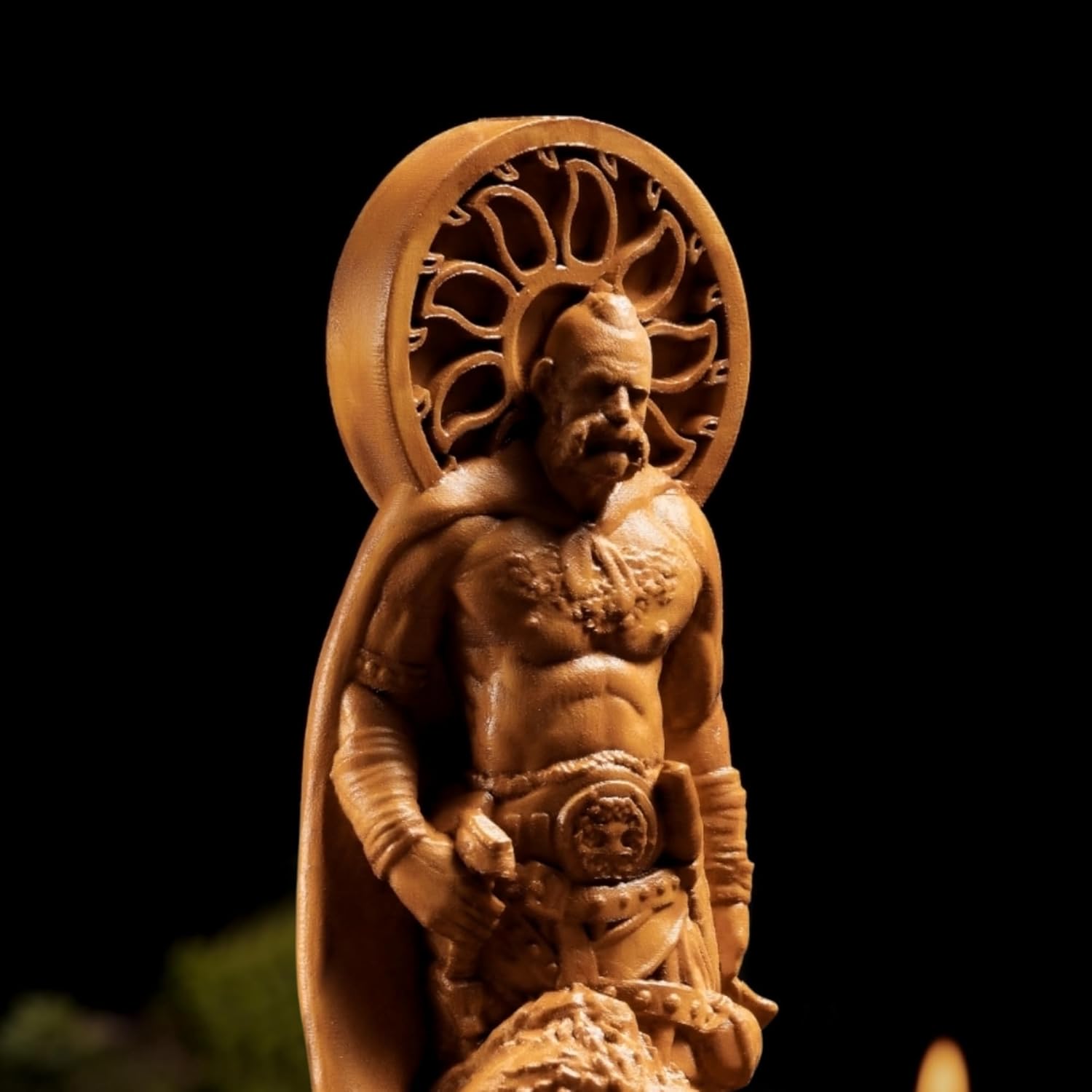 Wooden Freyr Carving, Norse Fertility God for Pagan Altar, Viking Gift, 3.5×1.5×9 in (Wood)