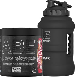 Applied Nutrition Bundle ABE Pre Workout 315g + JUG 2.5 LT Matt Black | All Black Everything Pre Workout Powder, Energy & Physical Performance with Creatine, Beta Alanine (Cherry Cola)