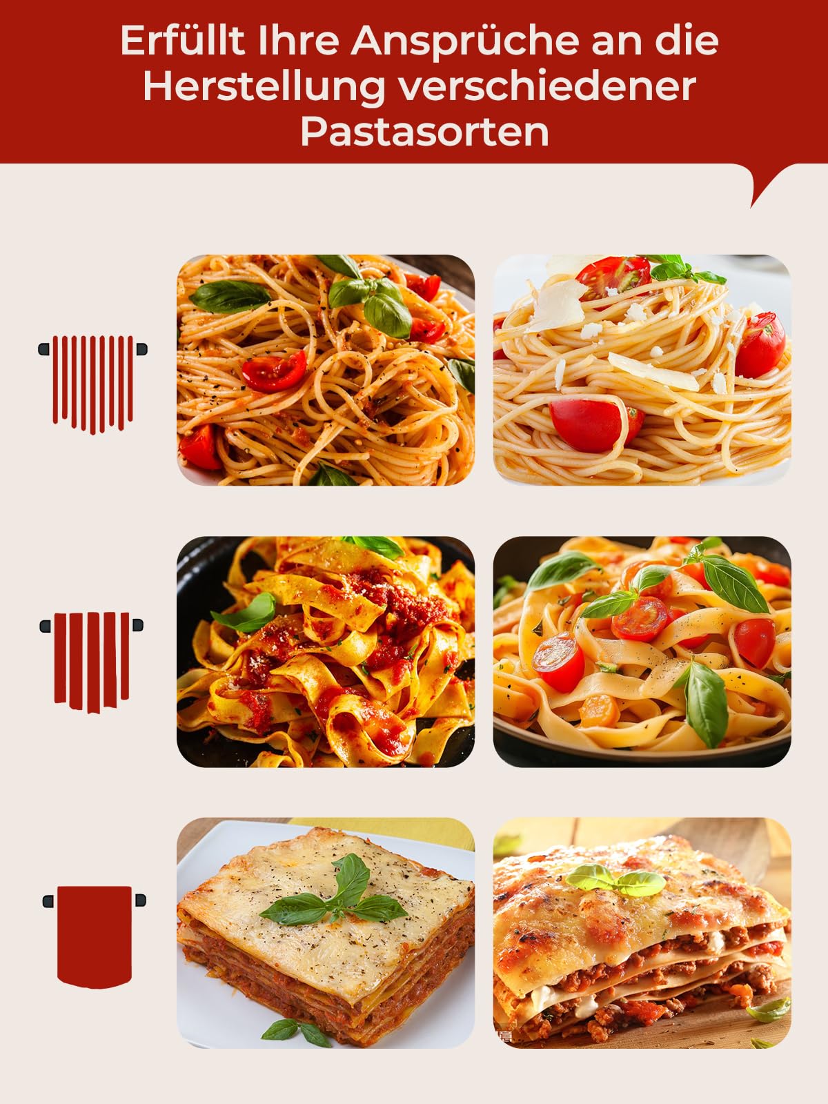 FOHERE Nudelaufsatz Set für KitchenAid Küchenmaschine, Dreiteiliges Pasta Maker Zubehör Mit Nudelblattroller, Fettuccineschneider, Spaghettischneider und Reinigungsbürste (7 Einstellbare Dicken)