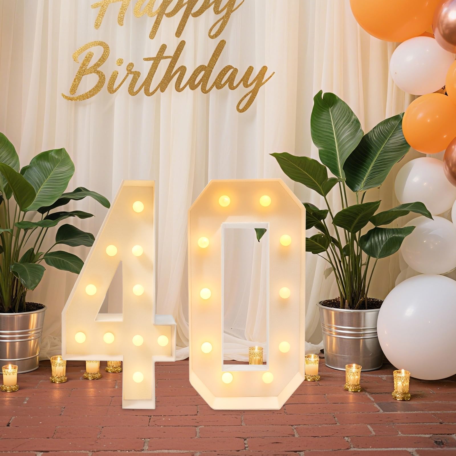 Lampe chiffre à 40 LED - Chiffres lumineux 3D - Décoration de fête - Pour anniversaire, mariage, fête - Hauteur : 100 cm