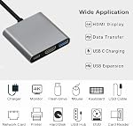 USB C to HDMI Multiport Adapter with Charging Port, HDMI to USB C Hub Adapter for Monitor to Laptop, USB-C to USB 3.0 Adapter 10Gbps, USBC HDMI Adapter 4K Converter for Mac iPad pro MacBook Chromebook