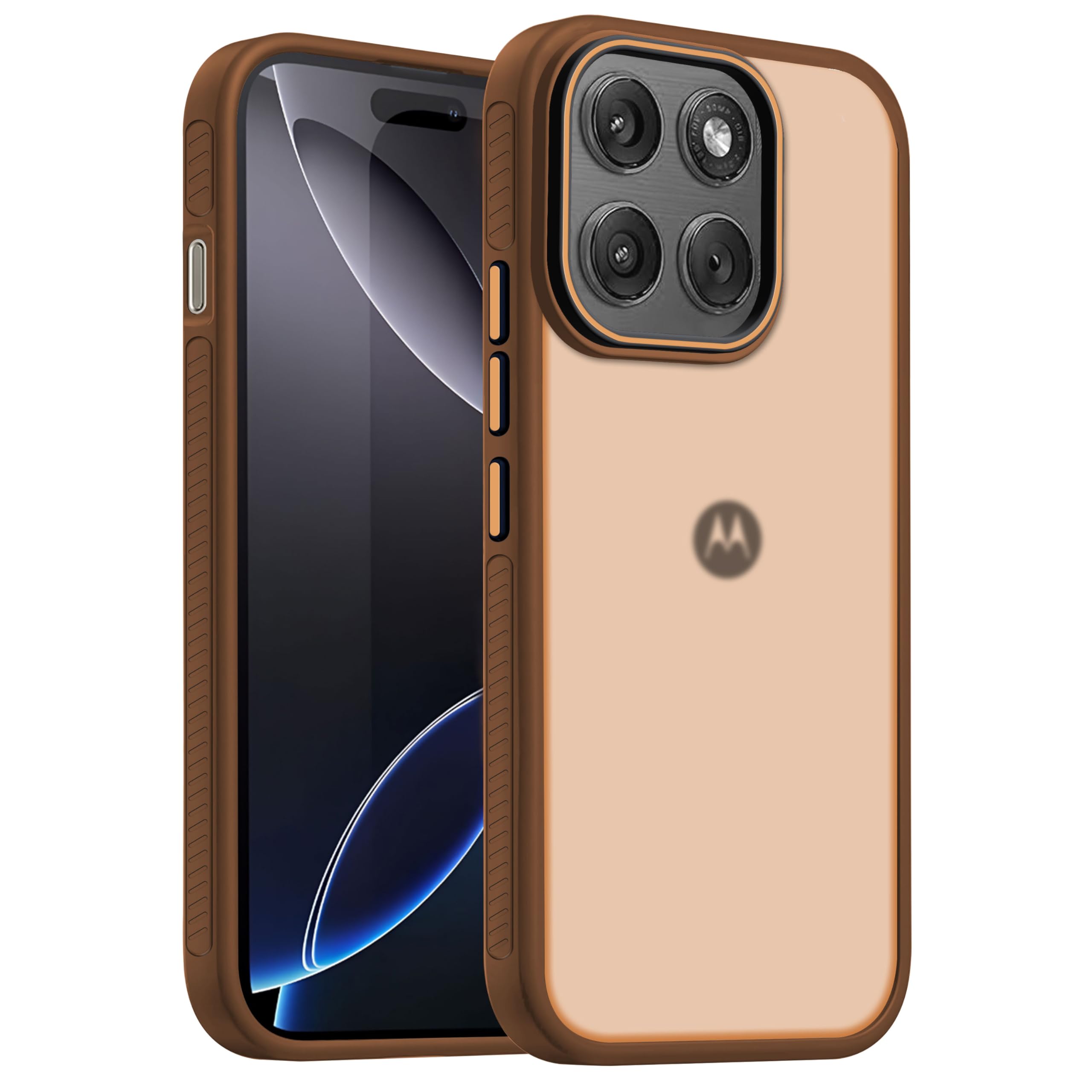 V-TAN Back Cover for Motorola Edge 70 Fusion Compatible Case, Matte Finish Transparent Case, TPU, Camera Protective Shockproof Cover (Brown)