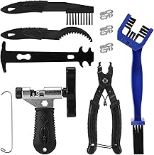 Bicycle Chain Tool Set, Bicycle Chain Puller, Bicycle Chain Plier, Bicycle Chain Gauge, 5 Pairs of Rivets, 3 Brushes, for Bicycle6 -12Chain Links