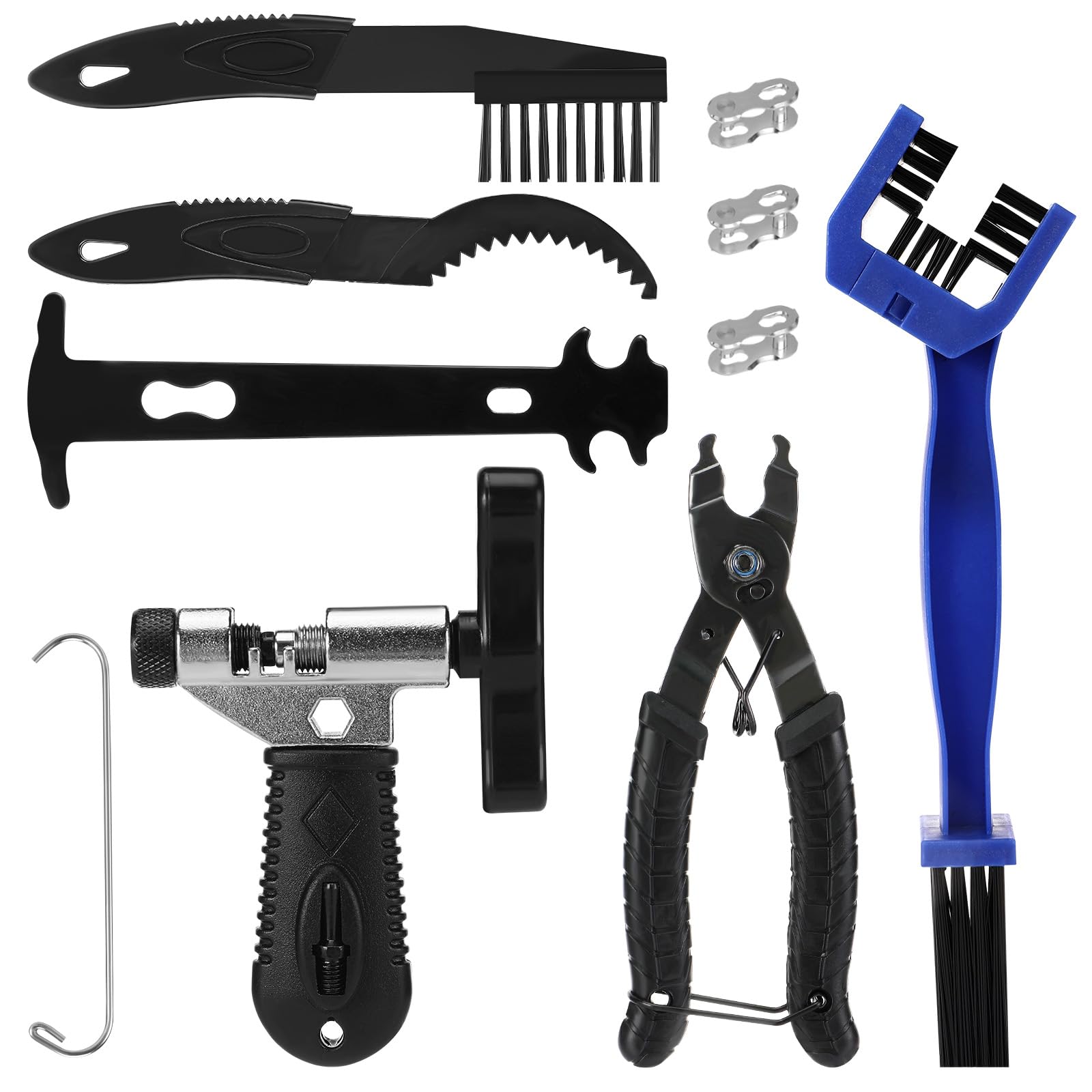 Gicctyble Kit Réparation Chaîne Vélo 6-11V – Dérive + Pince + Jauge + 4 Maillons Rapides + Nettoyeur