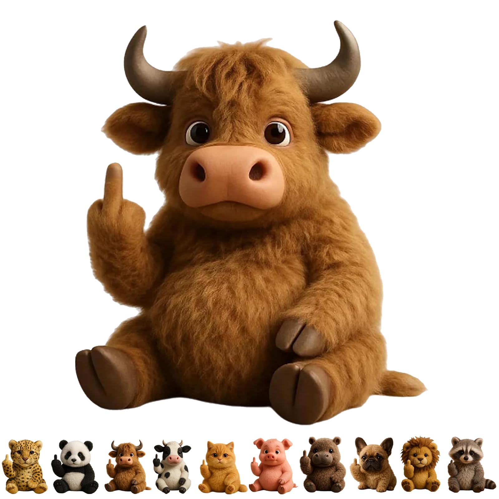 Middle Finger Plush Animal Toy,attitude Finger Plush Animal,middle Finger Plush Highland Cow,Funny Soft Middle Finger Plush Animals,Stress Relief Decor Gift,Unique Gifts for Home Office Decor-G
