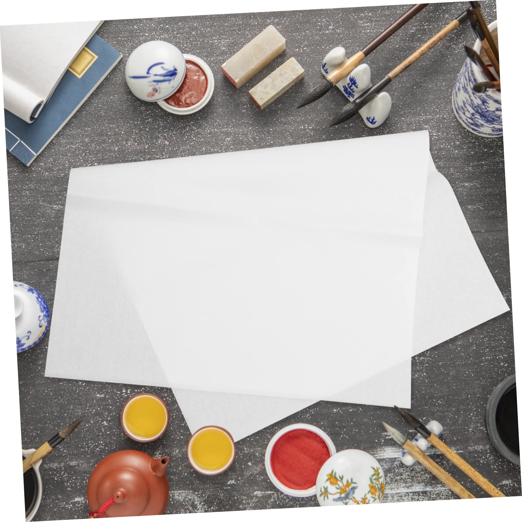 KOCKSHION Papier à Peindre Xuan Rectangulaire 45x69cm 100 Feuilles Blanc Naturel pour Calligraphie Débutants et Amateurs Entraînement Artistique et Aquarelle la Maison L'école