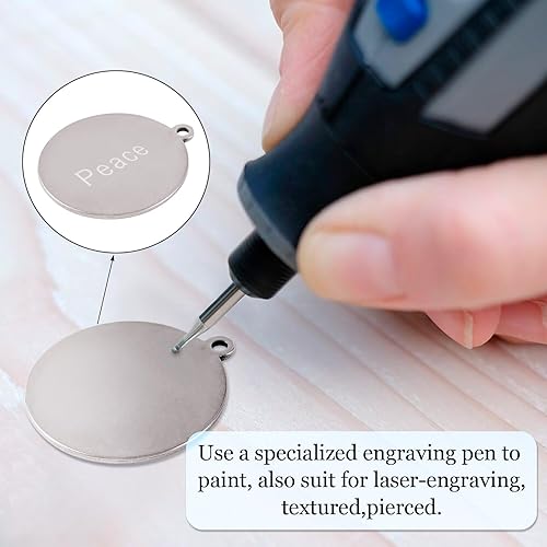 Vista 83 de Pandahall - 60 unidades de etiquetas colgantes de acero inoxidable redondo plano de 3/5 a 1-1/5 pulgadas para fabricación de joyas