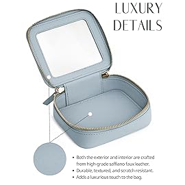 Popvibe Clear Makeup Bag Travel Cosmetic Case Transparent Toiletry Bag with Zipper, Portable Make Up Organizer Traveling Compact Car Bag for Essentials, Light Blue, Mini