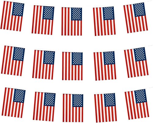 Banderas de Estados Unidos con mini banderines de cadena pequeña para decoración