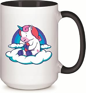 Baby Unicorn Cloud Gift for Kids Adorable Soft Plush Toy 11oz 15oz Inner Color Accent Mug