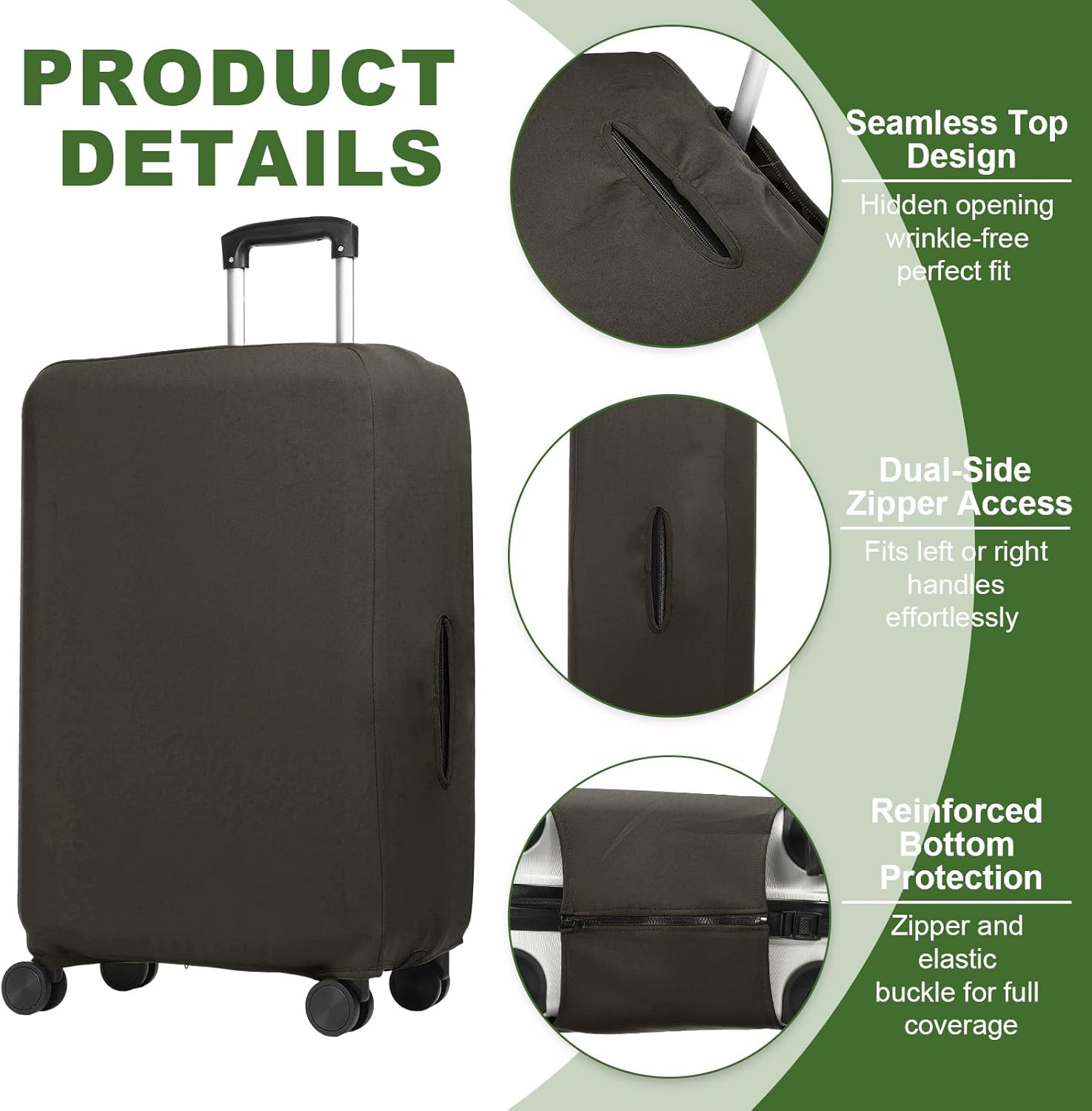 PATIKIL Luggage Cover, Suitcases Covers Elastic Carry on Protector Washable Scratch-Resistant Fits 18-21 Inch Luggage for Travel Business Trips, Dark Brown