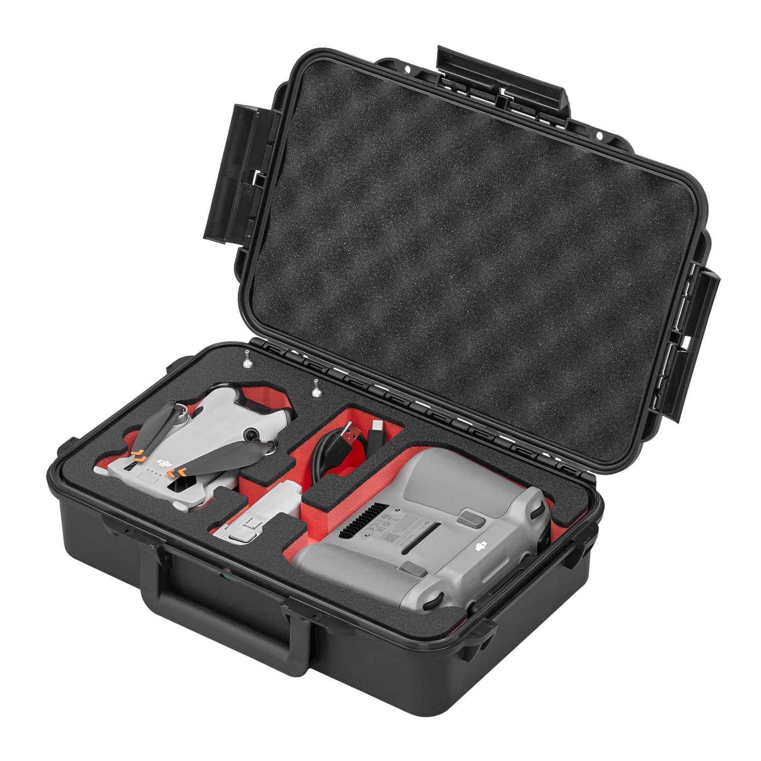 TOMcase Drohnenkoffer „Smart Edition” für DJI Mini 4 Pro Fly More Combo, Standard oder DJI RC 2 Controller, wasserdichtes Etui Case - Made in Germany