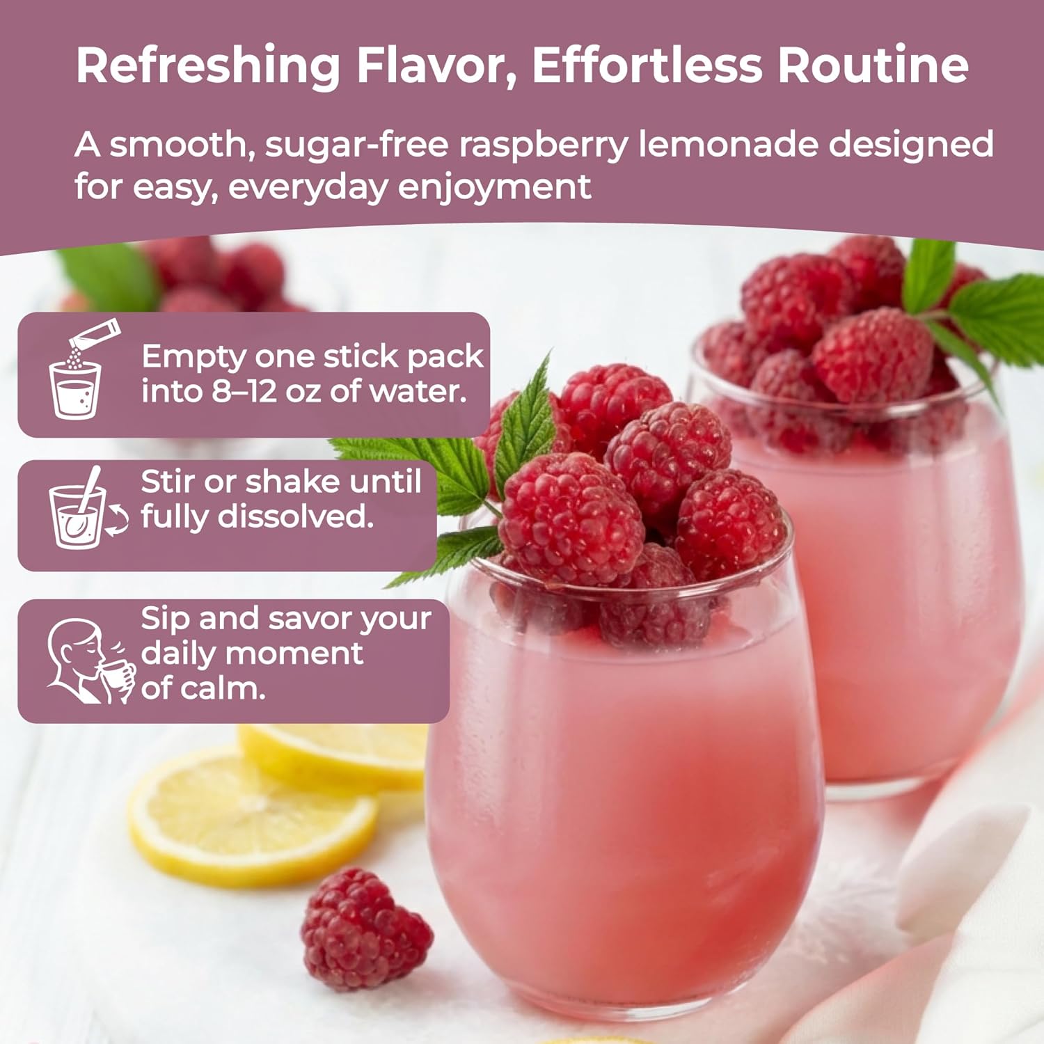 Musebeam Cortisol Calm Drink Powder Mix - Calming Stress Support Packets for Women Men with Ashwagandha Magnesium Glycinate - Relaxing Raspberry Lemonade Flavor for Healthy Cortisol Levels Relax Focus