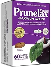Prunelax Ciruelax Maximum Relief Laxative Tablets with Natural Senna for Occasional Constipation, Senna Extract, Vegan & Gluten-Free, Gentle Overnight Relief - 60ct (Pack of 5)