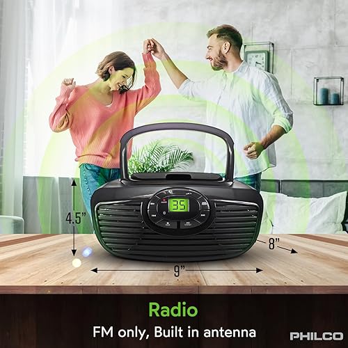 Miniatura 3 de Philco Boombox - Reproductor de CD portátil con Bluetooth, reproducción USB y reproductor de CD compatible con CD MP3WMACD-RCD-RW, entrada auxiliar,