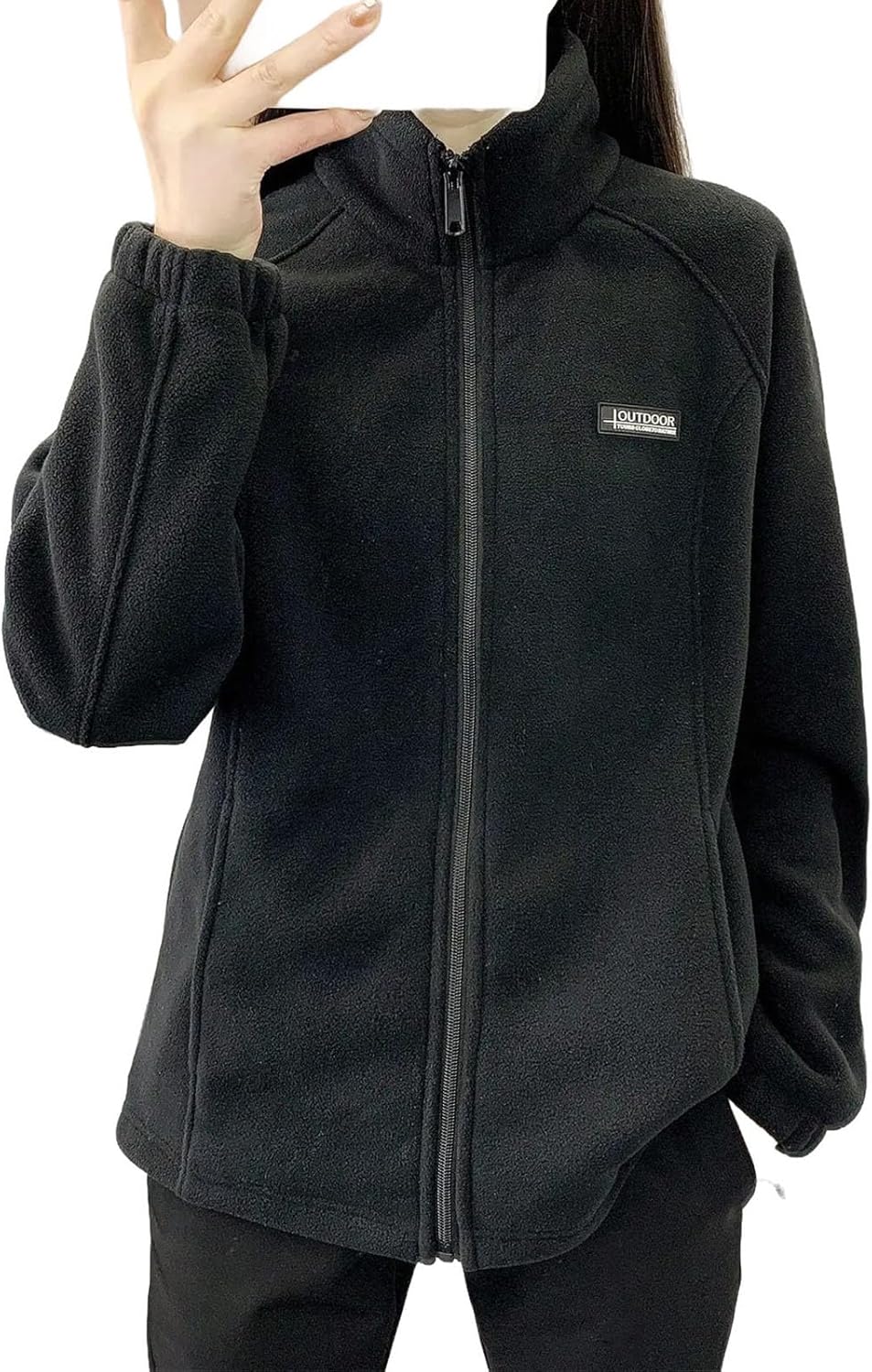 Womens Casual Pure Color Velvet Thickened Outdoor Sports Cardigan Stand Collar Fleece Jacket