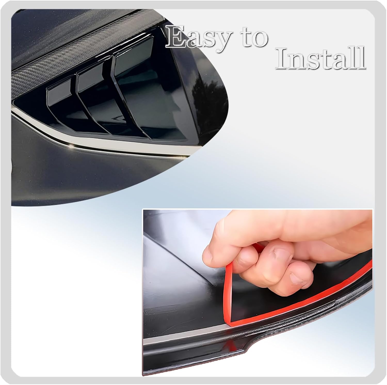 Window Louver，for Nissan 370Z 2009 2010 2011 2012 2013 2014 2015 2016 2017 2018 2019 2020, ABS Print Sport Window Decorative Covers, Exterior Trim Accessories - Bright Black