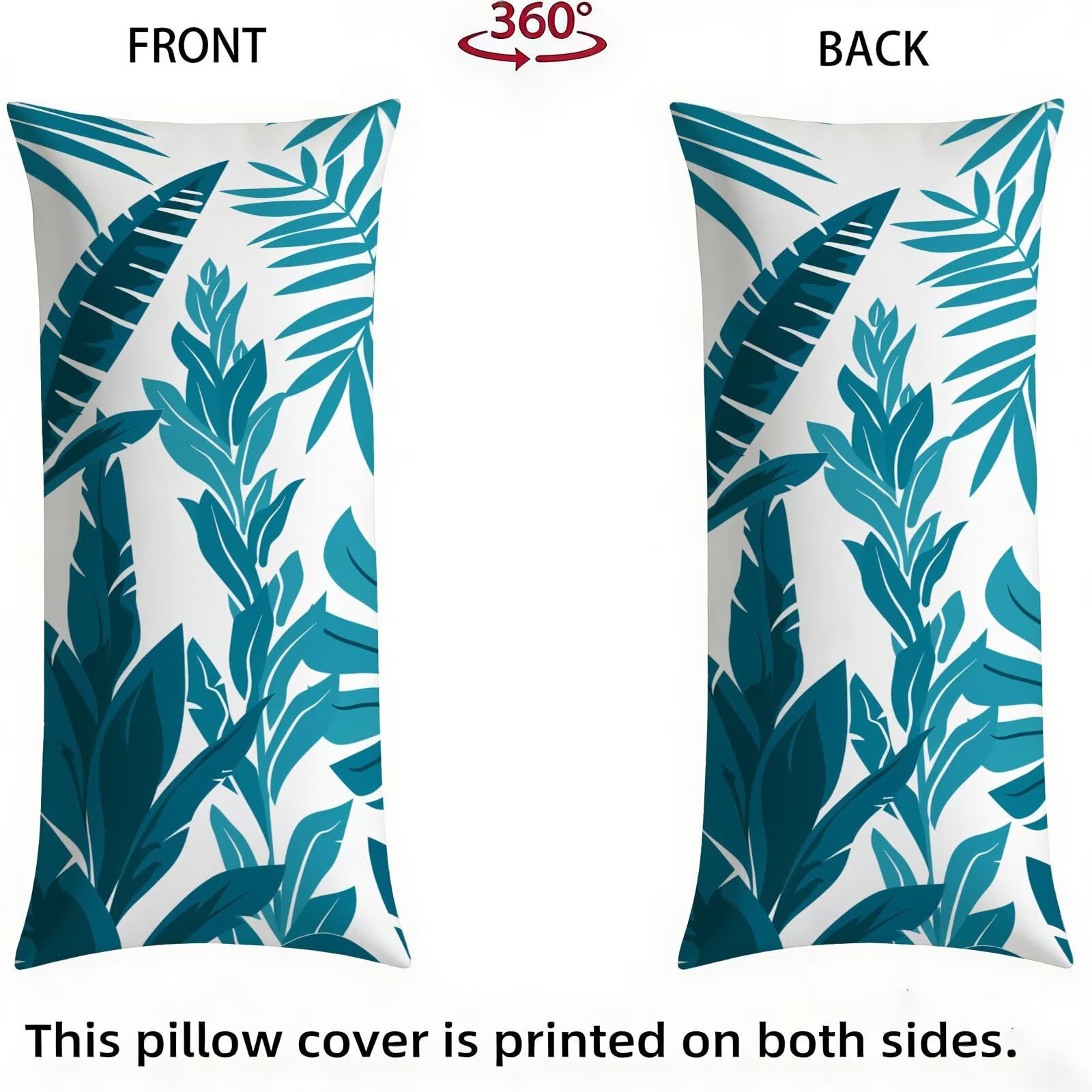 Funda de Almohada 60 x 180 cm Azul Verdoso Protector Almohada 180 cm con Cremallera Invisible, Lino Durable y Transpirable Pillow Case Árbol Impresión a Doble Cara para Cama, Sofá y Dormitorio dg-638