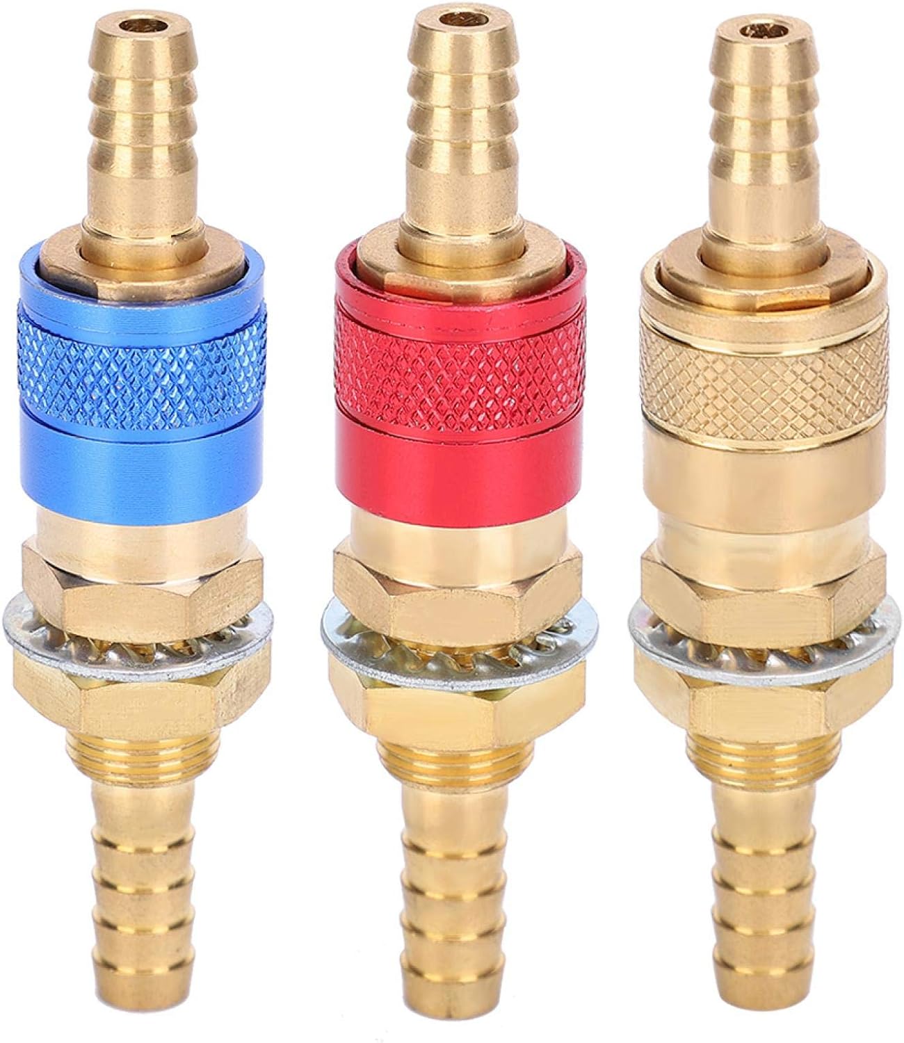 8mm Pair of Water Cooled & Gas Adapter Fitting Quick Connector Set for MIG Welder Torch(Red)