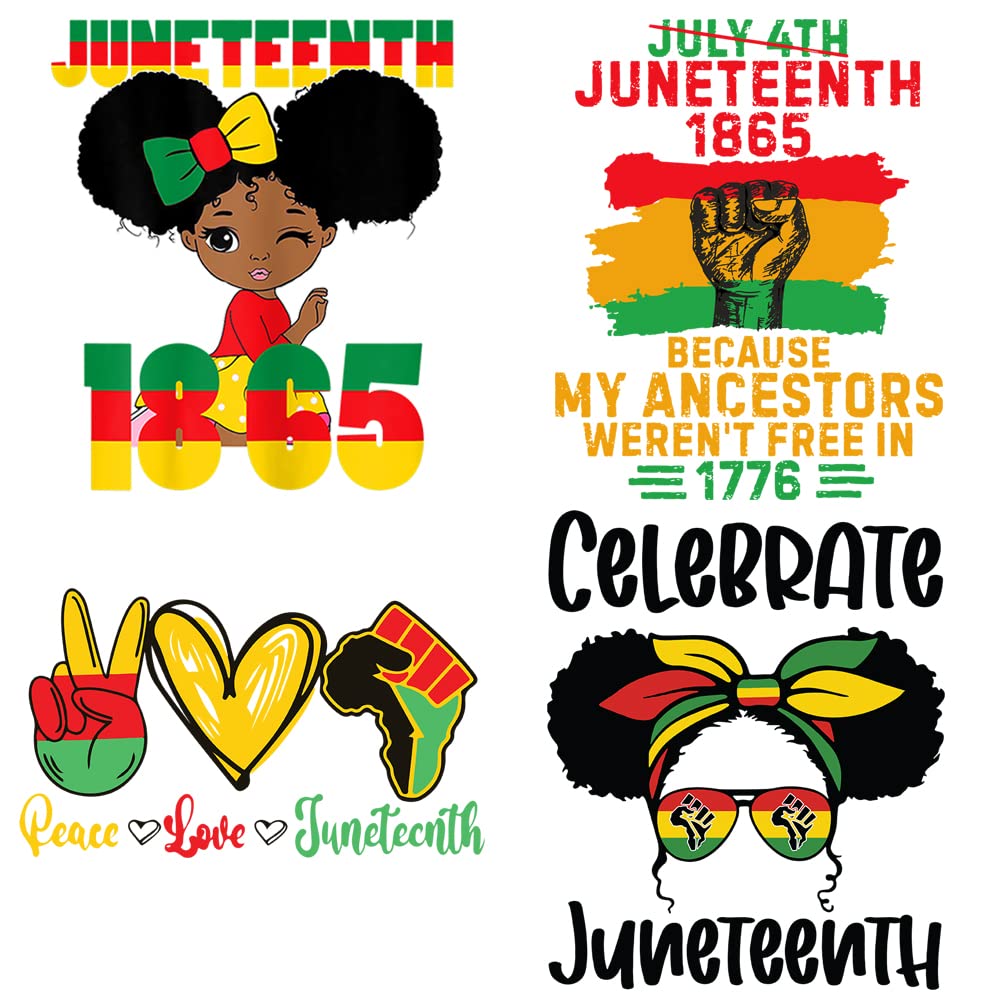 Autocollants thermocollants Mois de l'Histoire Noire Juneteenth, lot de 4 motifs poing en vinyle
