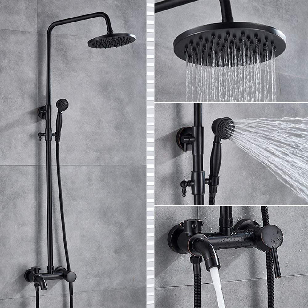 Système de douche ensemble de douche mitigeur noir avec pommeau de pluie 8" de bain
