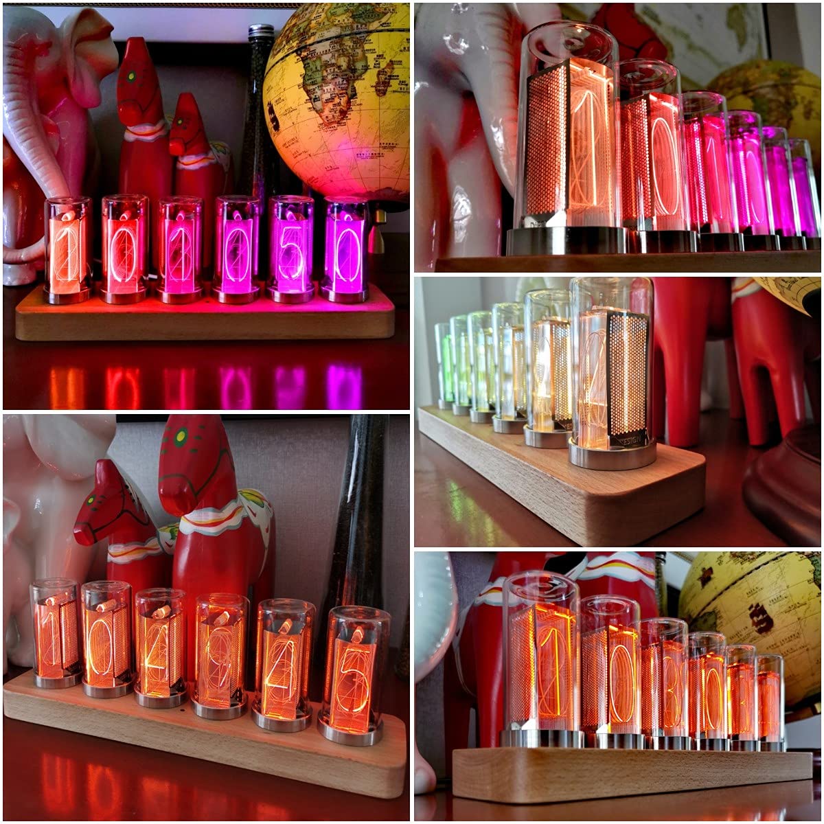 Cadeaux personnalisés,Horloge de Bureau électronique Lumineuse,Horloge numérique à LED,mémoire de Mise Hors Tension,9 Modes de couleur/16 Millions de Couleurs/luminosité