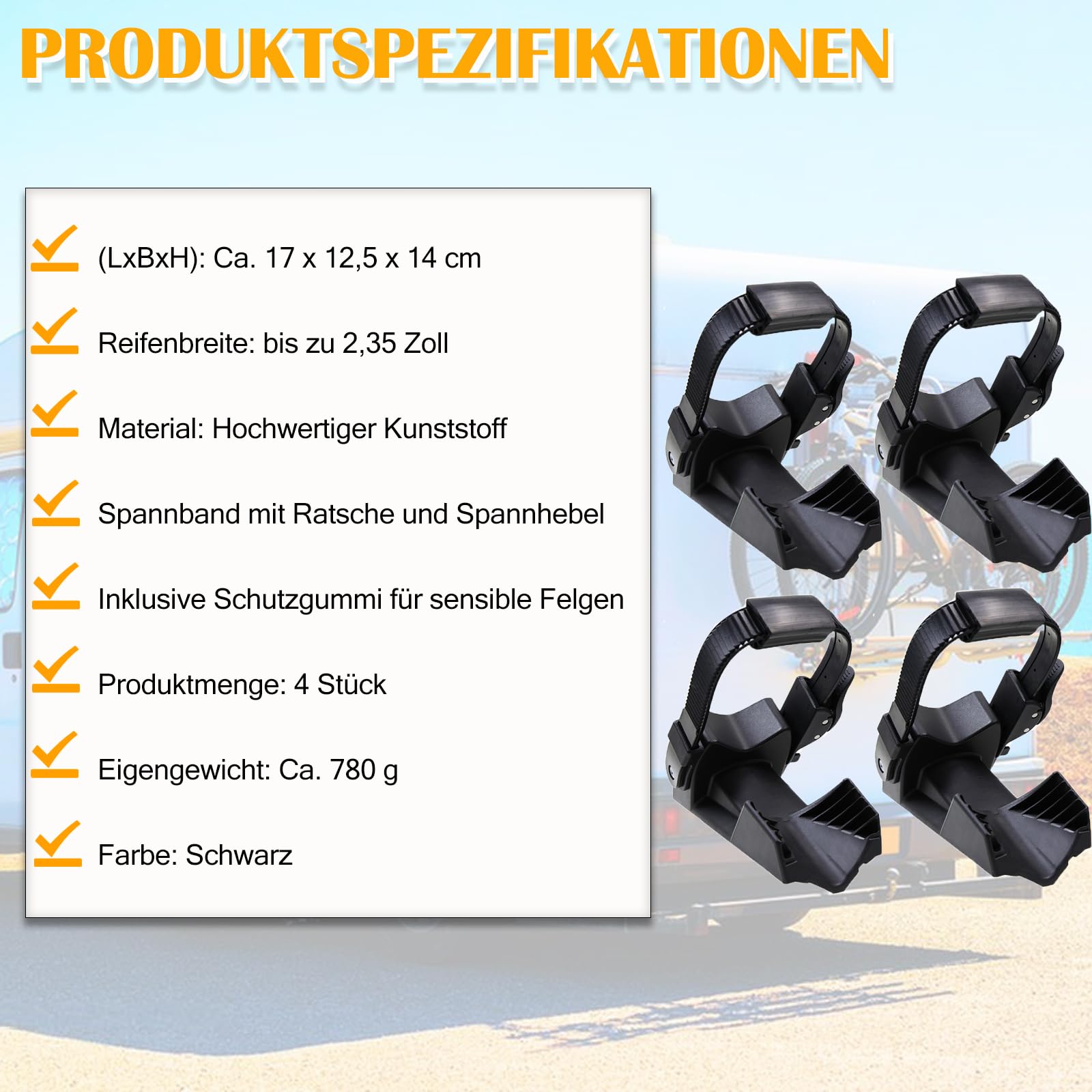 Radstopper Für Fahrradträger - 2 Stück Bis 2,35 Zoll Reifenbreite