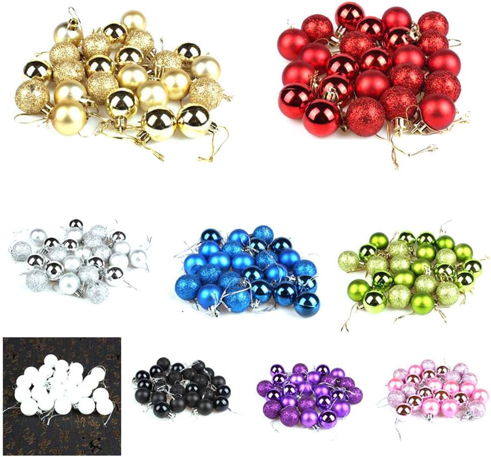 24PCS Mini Pink Ornaments Christmas Balls Shatterproof Christmas Tree Ball Decorations 1.2" Plastic Glitter Decorative Hanging Balls for Xmas Tree Halloween Holiday Wedding Party Home Decor - Image 4