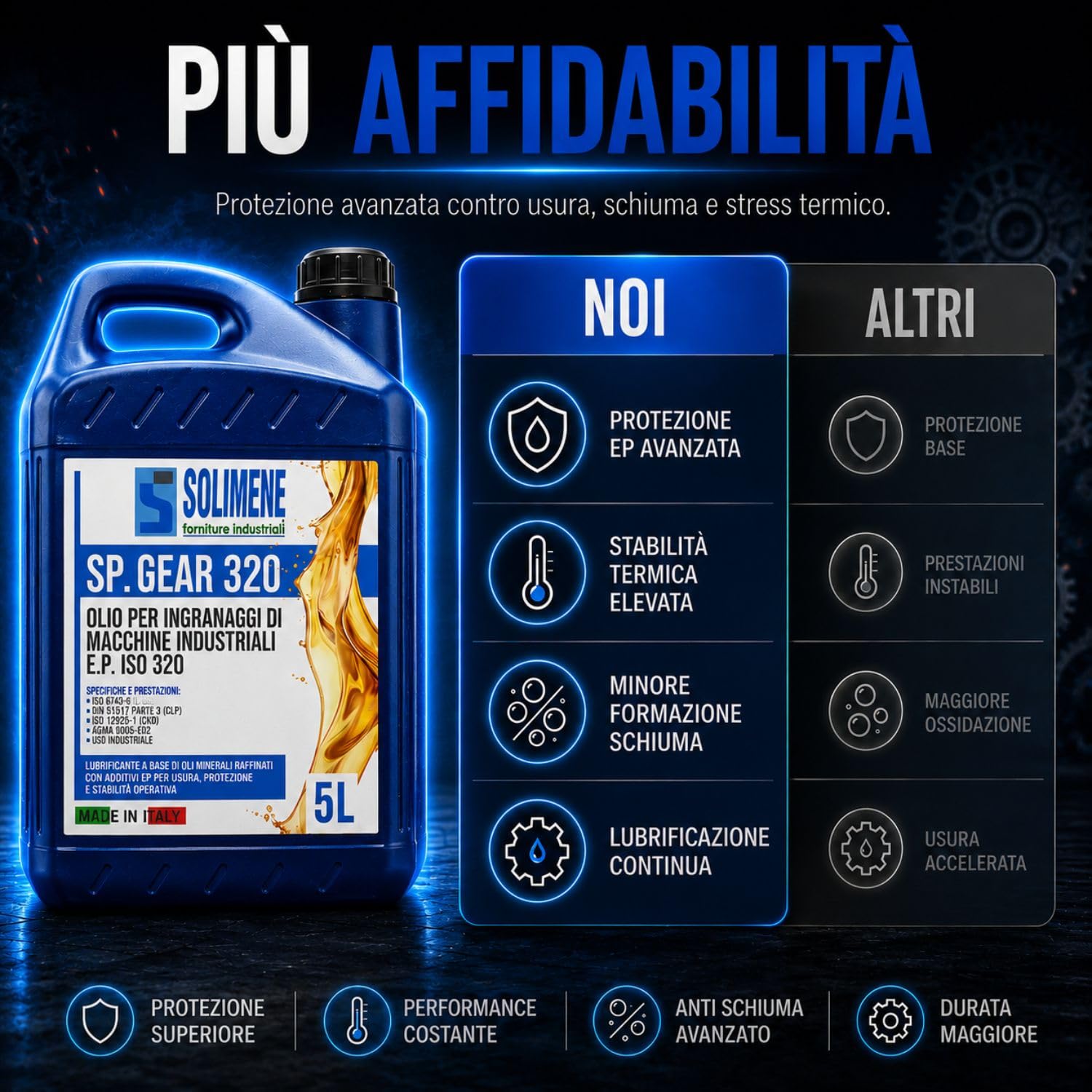 OLIO EP 320 GR PER RIDUTTORI E INGRANAGGI ALTA QUALITA' 5 LT